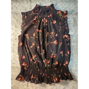 J Crew Black and Red floral sleeveless blouse size 00